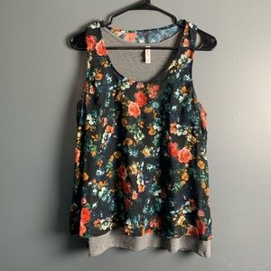 Floral Double Layered Tank Top Blouse